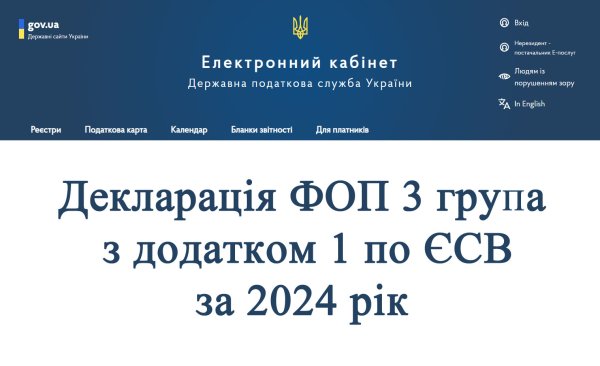 Декларація ФОП 3 група з додатком 1 по ЄСВ за 2024 рік
