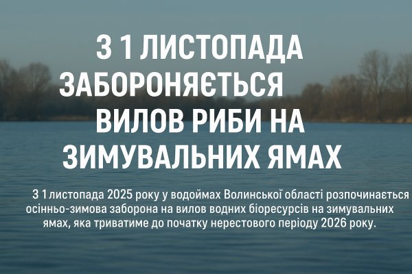 З 1 листопада на Волині забороняється вилов риби на зимувальних ямах