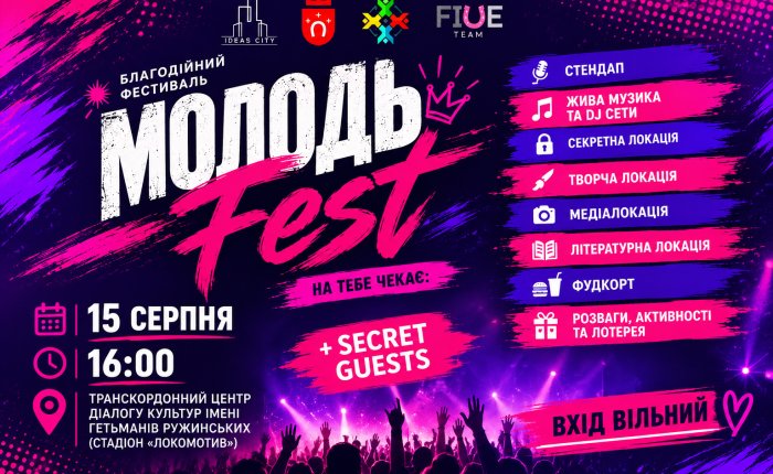 У Ковелі 15 серпня відбудеться благодійний молодіжний фестиваль «МОЛОДЬFEST»
