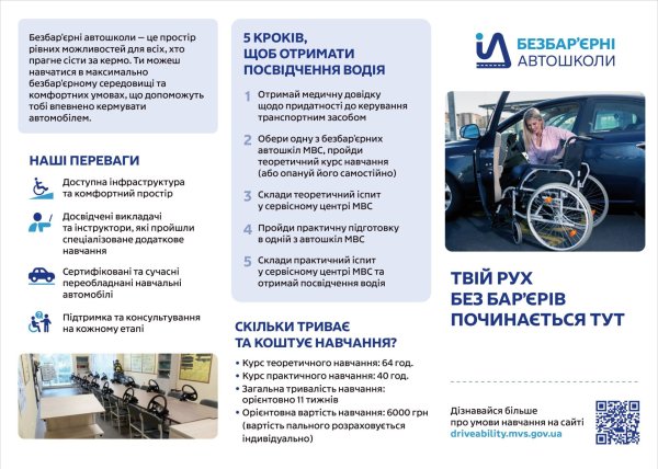 В Україні реалізовують флагманський проєкт «Безбар’єрні автошколи»