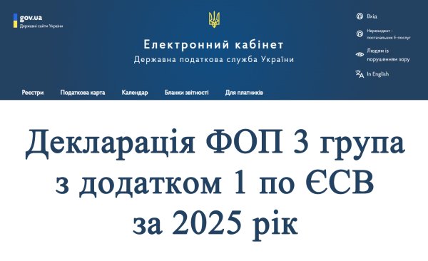 Декларація ФОП 3 група з додатком 1 по ЄСВ за 2025 рік