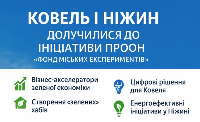 Ковель і Ніжин приєдналися до ініціативи ПРООН «Фонд міських експериментів»