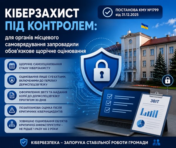 Кіберзахист під контролем: для органів місцевого самоврядування запровадили обов’язкове щорічне оцінювання